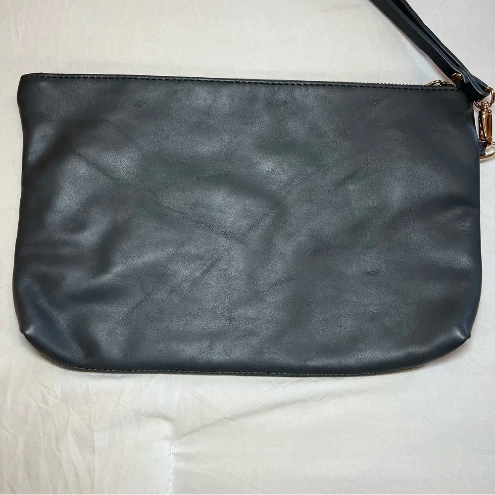 Fawn Design Cara Loren Gray Faux Leather Clutch Zipper Pouch